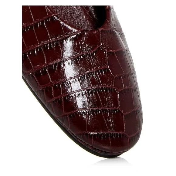 LAFAYETTE 148 NEW YORK Womens Burgundy Croc-Mira Almond Slip On Ballet Flats 36