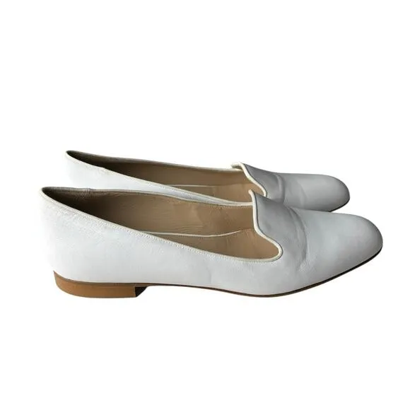 Lafayette 148 Siena Leather Loafer White Size 9.5