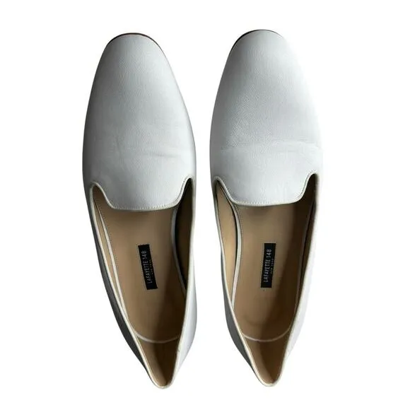 Lafayette 148 Siena Leather Loafer White Size 9.5