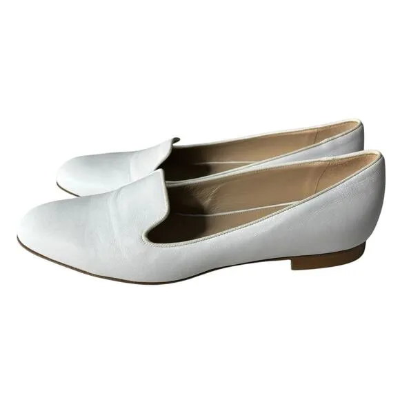 Lafayette 148 Siena Leather Loafer White Size 9.5
