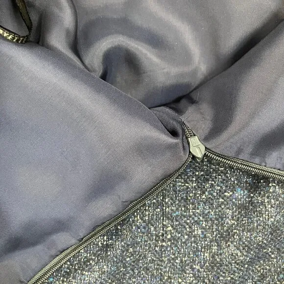 Lafayette 148 Skirt 2 Small Navy Blue Tweed Pencil Pleated Pockets High Waisted