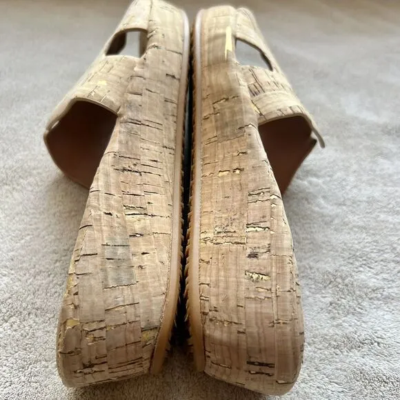 L'Amour Des Pieds Catiana Natural Open Toe Slip On Slide Cork Sandals US 7 M