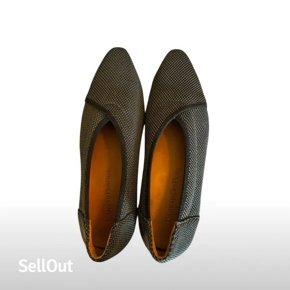 L'Amour Des Pieds Women's Black Knitted Slip-On Flats Size 8, Standard