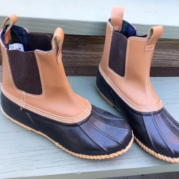 Lands End Chelsea Duck Boots Brown Leather Pull Over Women’s