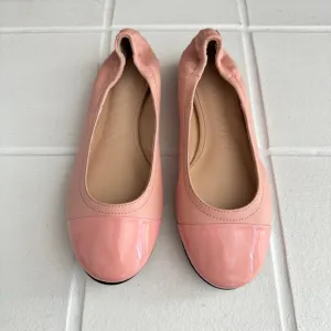 LANVIN Ballerina Flats Patent Cap Toe Rose Bubblegum Pink Size 35