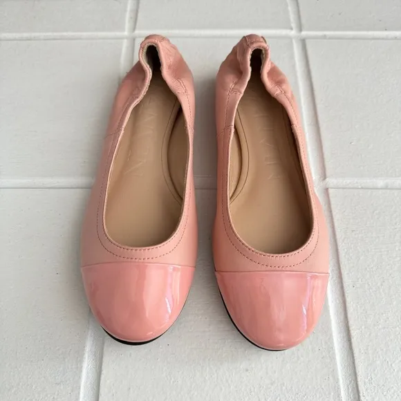 LANVIN Ballerina Flats Patent Cap Toe Rose Bubblegum Pink Size 35