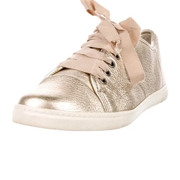 Lanvin Capped-toe grained-leather low-top trainers Sneakers Sz 7