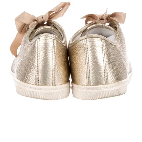 Lanvin Capped-toe grained-leather low-top trainers Sneakers Sz 7