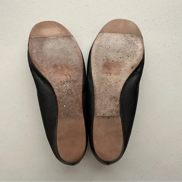 LANVIN Paris Authentic Classic Black Leather Ballerina Flat Women’s Size EU 38