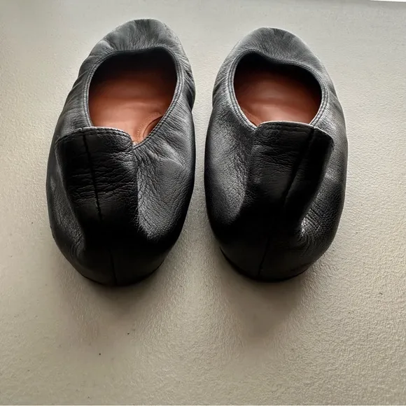 LANVIN Paris Authentic Classic Black Leather Ballerina Flat Women’s Size EU 38
