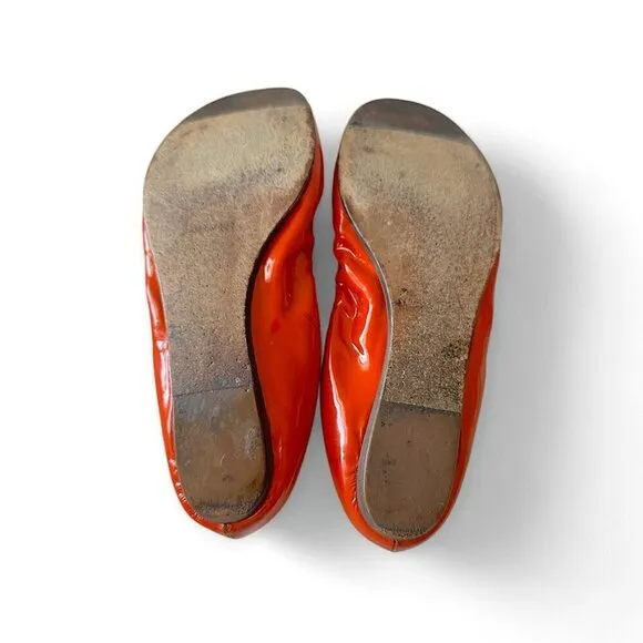 Lanvin signature ballet flats in orange patent leather, Size around 38.5 EU