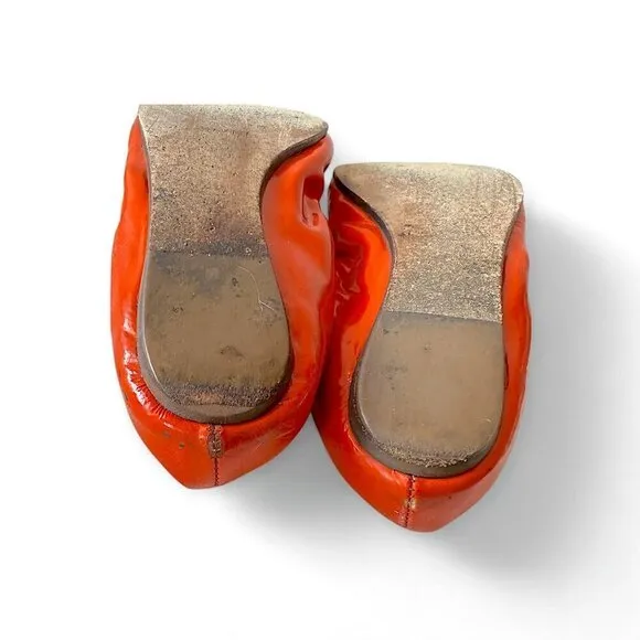Lanvin signature ballet flats in orange patent leather, Size around 38.5 EU