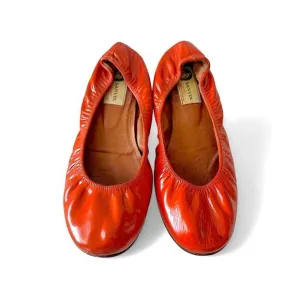 Lanvin signature ballet flats in orange patent leather, Size around 38.5 EU