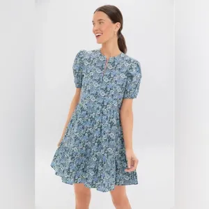 Large Tuckernuck Hyacinth House Light Blue Ditsy Floral Zip Front Ellie Dress