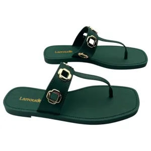 Larroude Milan S T-Strap Thong Slip On Jelly Flat Sandals Green Size 8 / 9