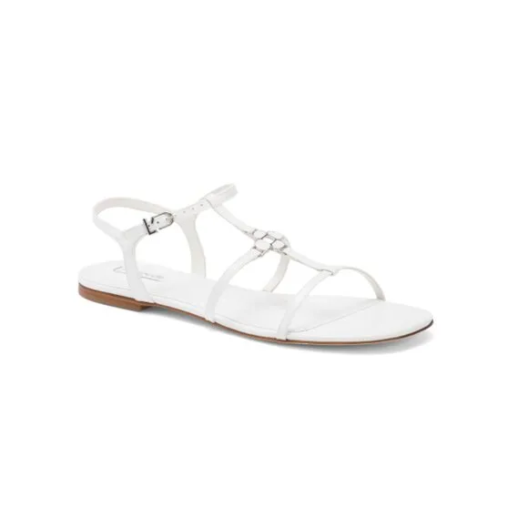 LARROUDE White Made In Brazil Leather Hana Flats