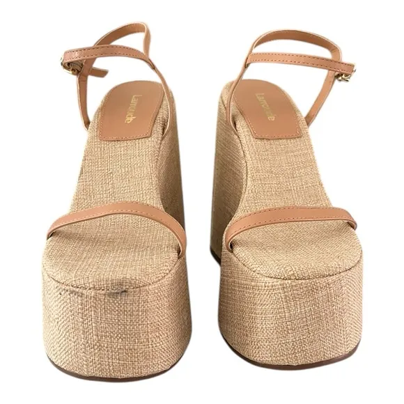 Larroude Women's Wanda Ankle Strap Platform Sandals 5.5 Preppy Spring