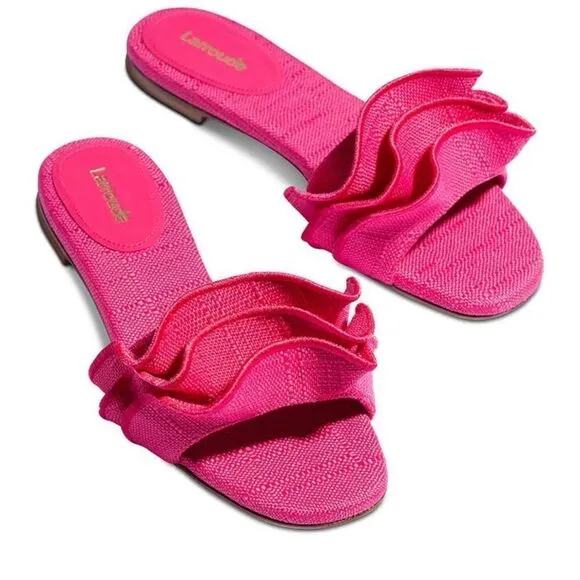 LARROUDE Women's Ivy Ruffled Slide Sandals