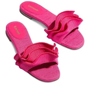LARROUDE Women's Ivy Ruffled Slide Sandals