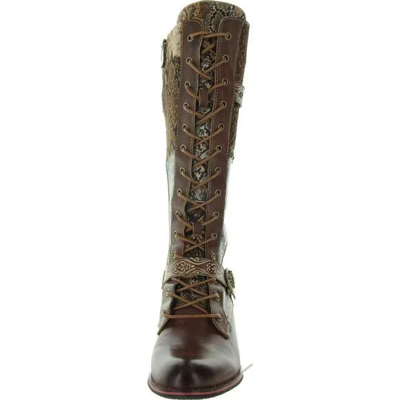 L'Artiste by Spring Step Womens Vaney Brown Combat &amp; Lace-Up Boots New