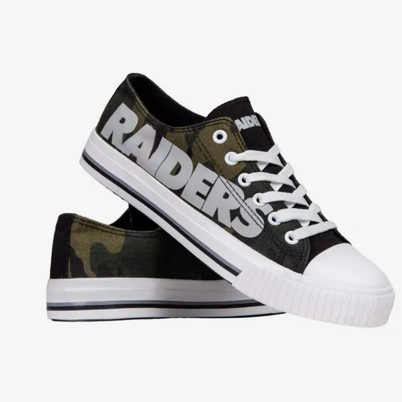 Las Vegas Raiders Camo Low Top Canvas Sneakers, Women’s Size 7