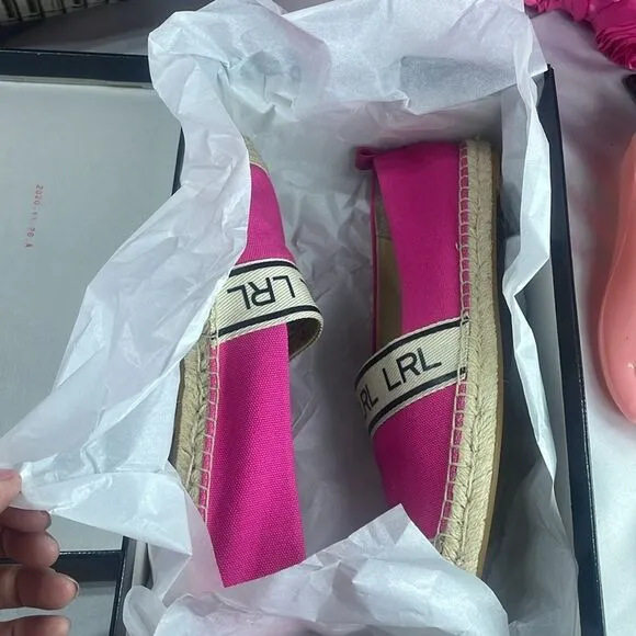 Lauren by Ralph Lauren Caylee III flat espadrilles - pink, French/ecru, size 9B
