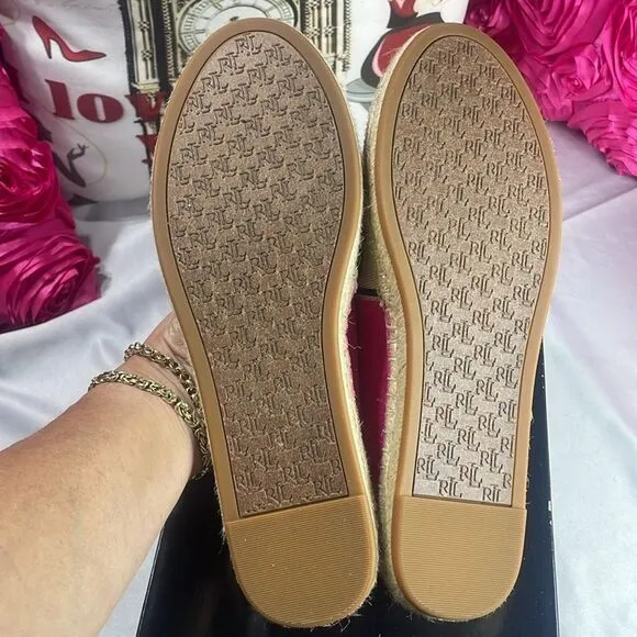 Lauren by Ralph Lauren Caylee III flat espadrilles - pink, French/ecru, size 9B