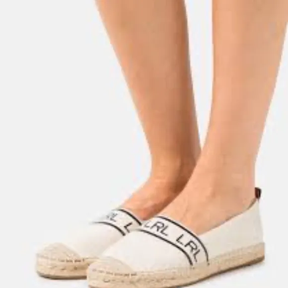 LAUREN RALPH LAUREN Caylee Logo-Print Espadrilles Size 10