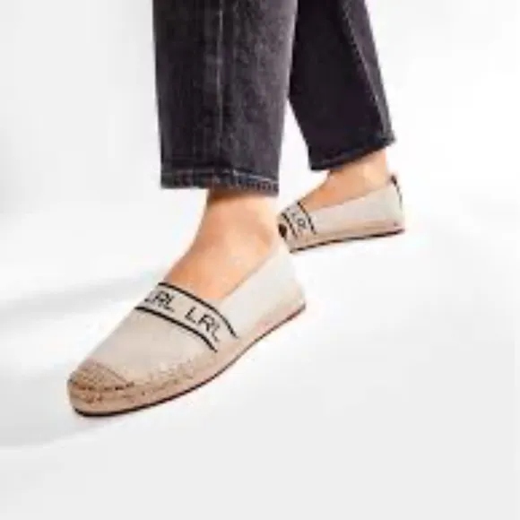 LAUREN RALPH LAUREN Caylee Logo-Print Espadrilles Size 10