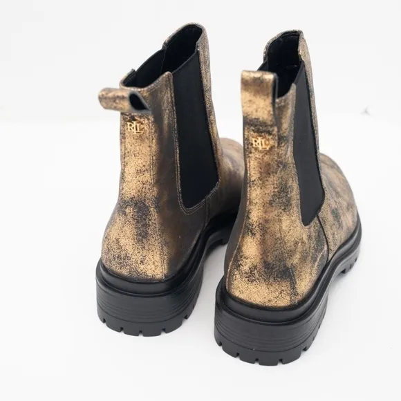 Lauren Ralph Lauren. Corinne Distressed Metallic Chelsea Boots.