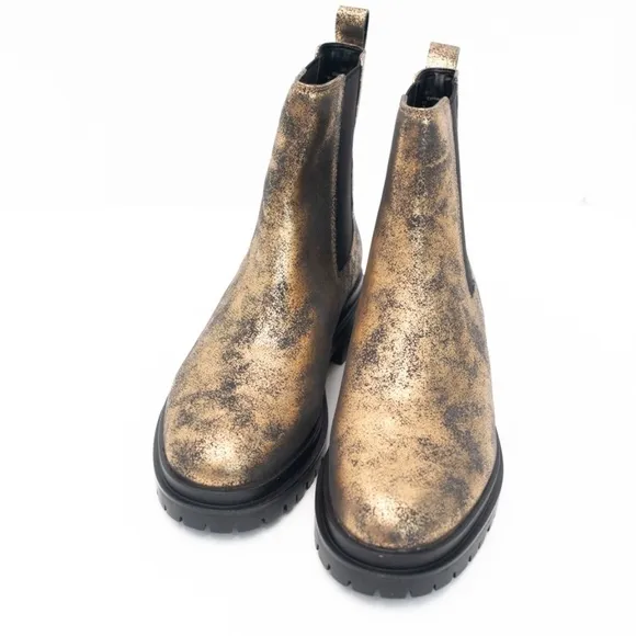 Lauren Ralph Lauren. Corinne Distressed Metallic Chelsea Boots.