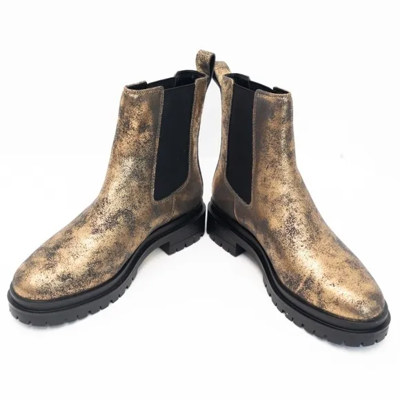 Lauren Ralph Lauren. Corinne Distressed Metallic Chelsea Boots.