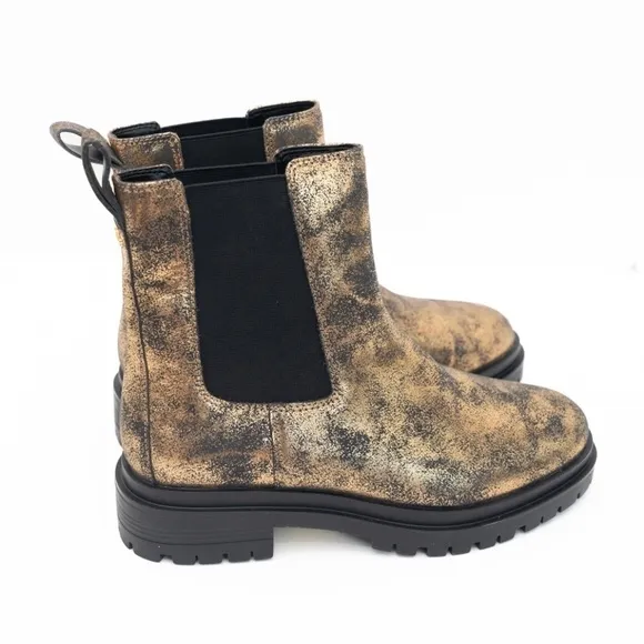 Lauren Ralph Lauren. Corinne Distressed Metallic Chelsea Boots.
