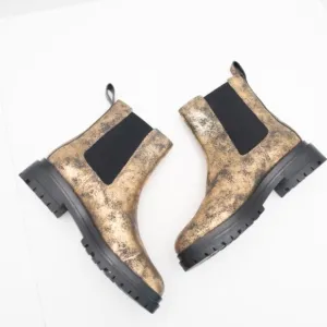 Lauren Ralph Lauren. Corinne Distressed Metallic Chelsea Boots.