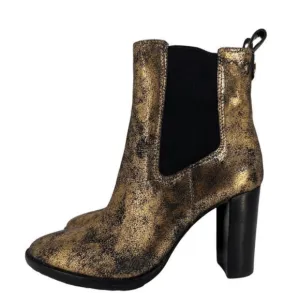 Lauren Ralph Lauren Mylah Distressed Metallic Womens Ankle Chelsea Boots 7