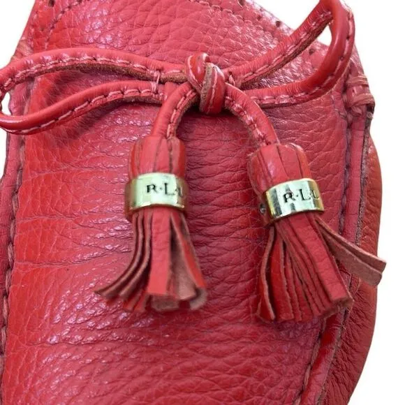Lauren Ralph Lauren Cassady Womens Old Money Orange Slip On Loafers Shoes Size U