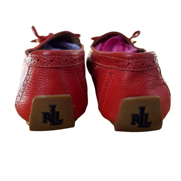 Lauren Ralph Lauren Cassady Womens Old Money Orange Slip On Loafers Shoes Size U