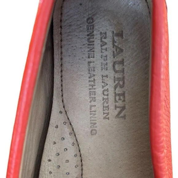 Lauren Ralph Lauren Cassady Womens Old Money Orange Slip On Loafers Shoes Size U