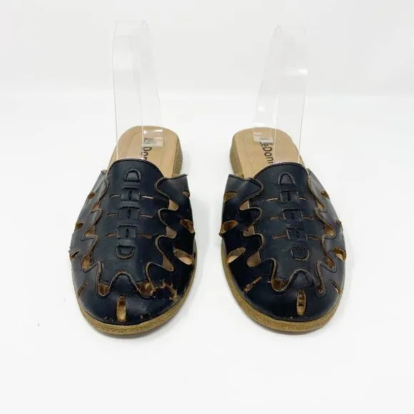 LE DONNE Black Slip On Slide Sandals