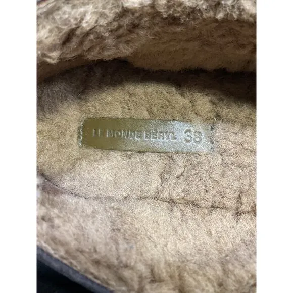Le Monde B�ryl 'Apres' Brown Ski Shearling-Lined Suede leather Ballet Flats
