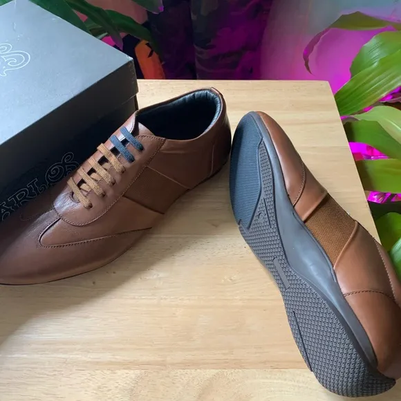 Leather Carlos Santana Walnut Low Top Sneakers