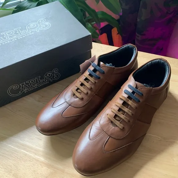 Leather Carlos Santana Walnut Low Top Sneakers