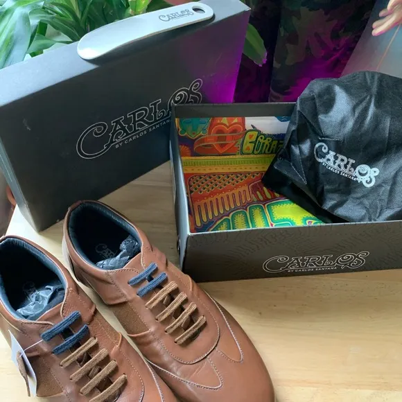 Leather Carlos Santana Walnut Low Top Sneakers