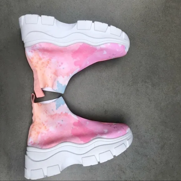 LEMONADE Tie Dye High Top Slip On Sock Sneakers 7