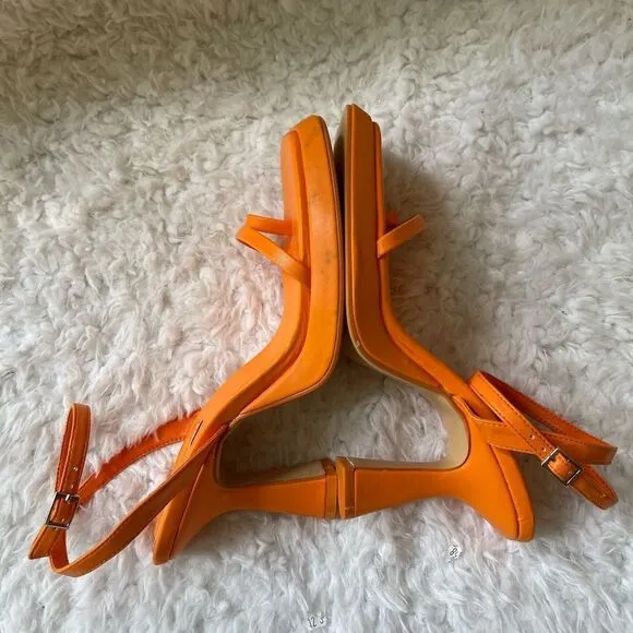 Lemonade Cicely Orange platform square toe strap ankle strap sandals size 10