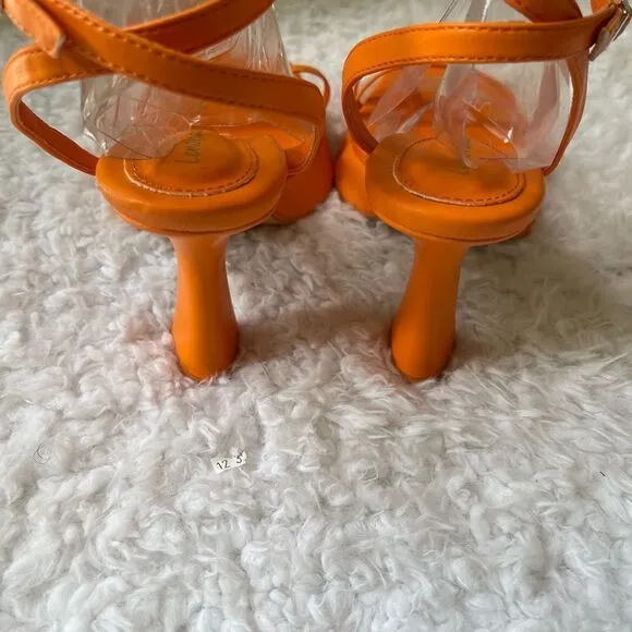 Lemonade Cicely Orange platform square toe strap ankle strap sandals size 10