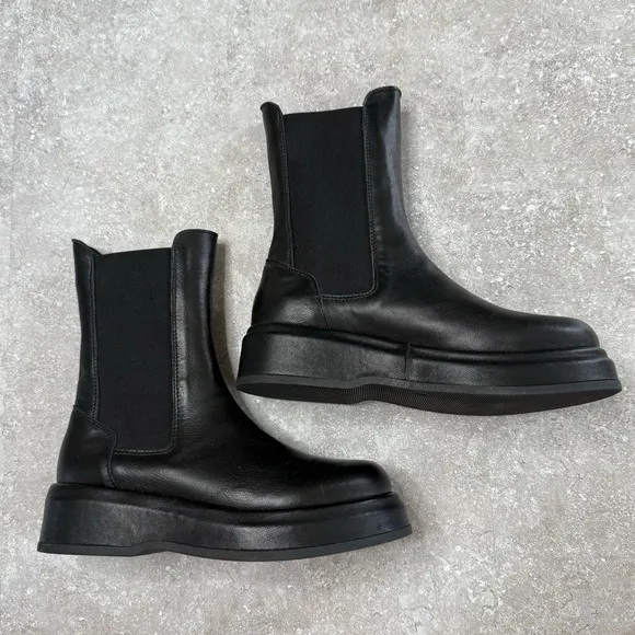 Leonardo Principi Ankle Creeper Style Platform Boots Leather Pull On Chelsea 38