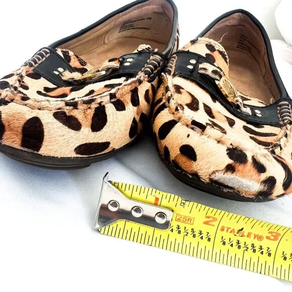 Leopard print calf hair loafers