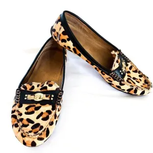Leopard print calf hair loafers