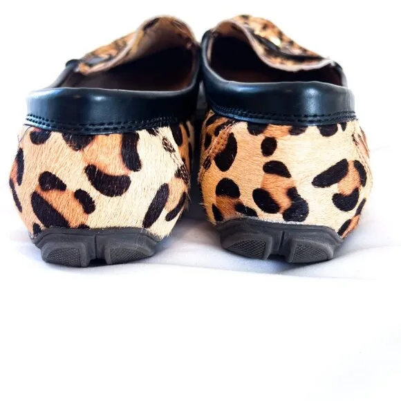 Leopard print calf hair loafers